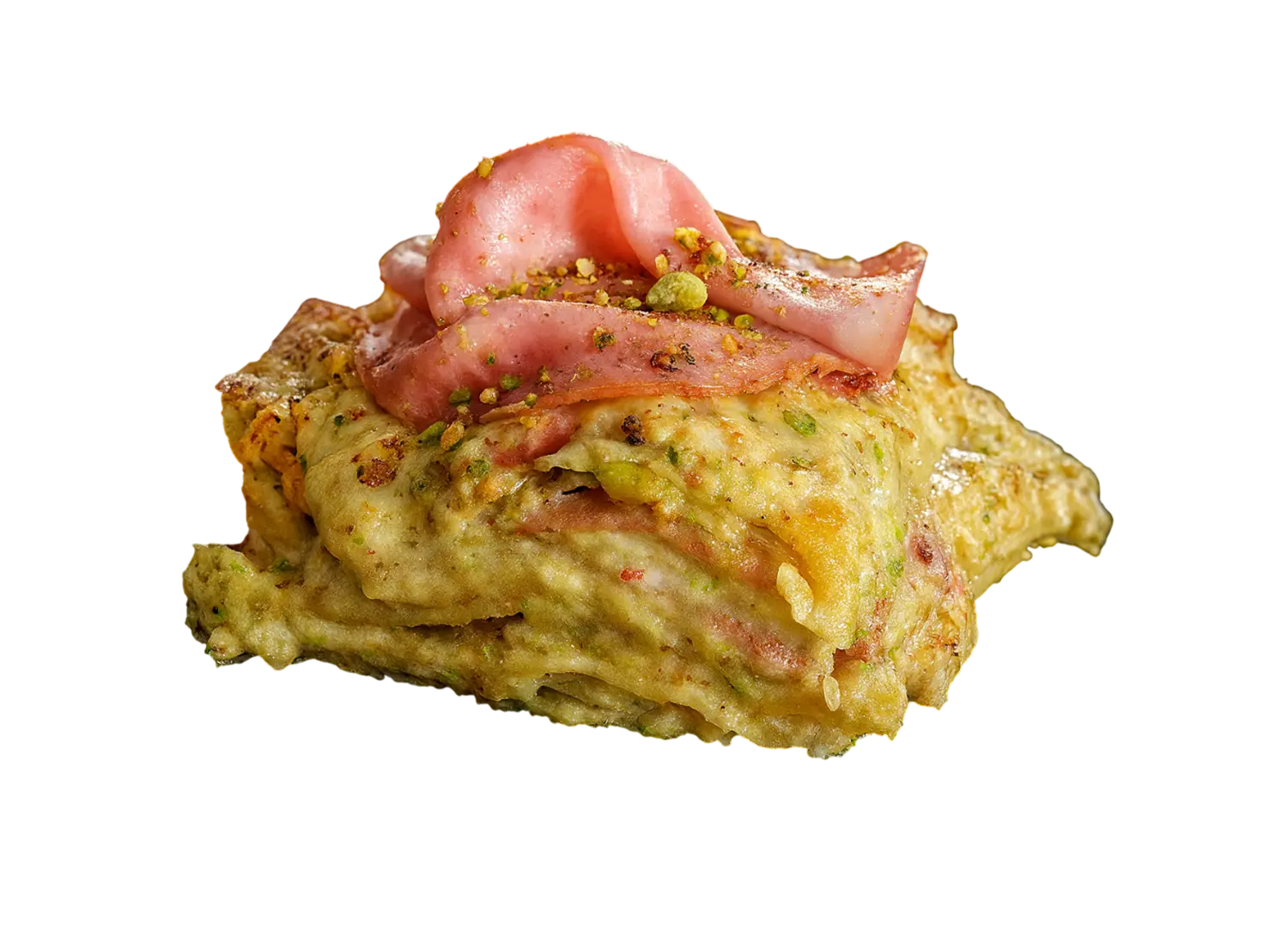 Lasaña de mortadella y pistacho 