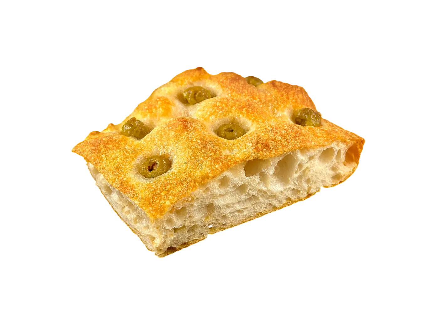 Focaccia con aceitunas verdes 